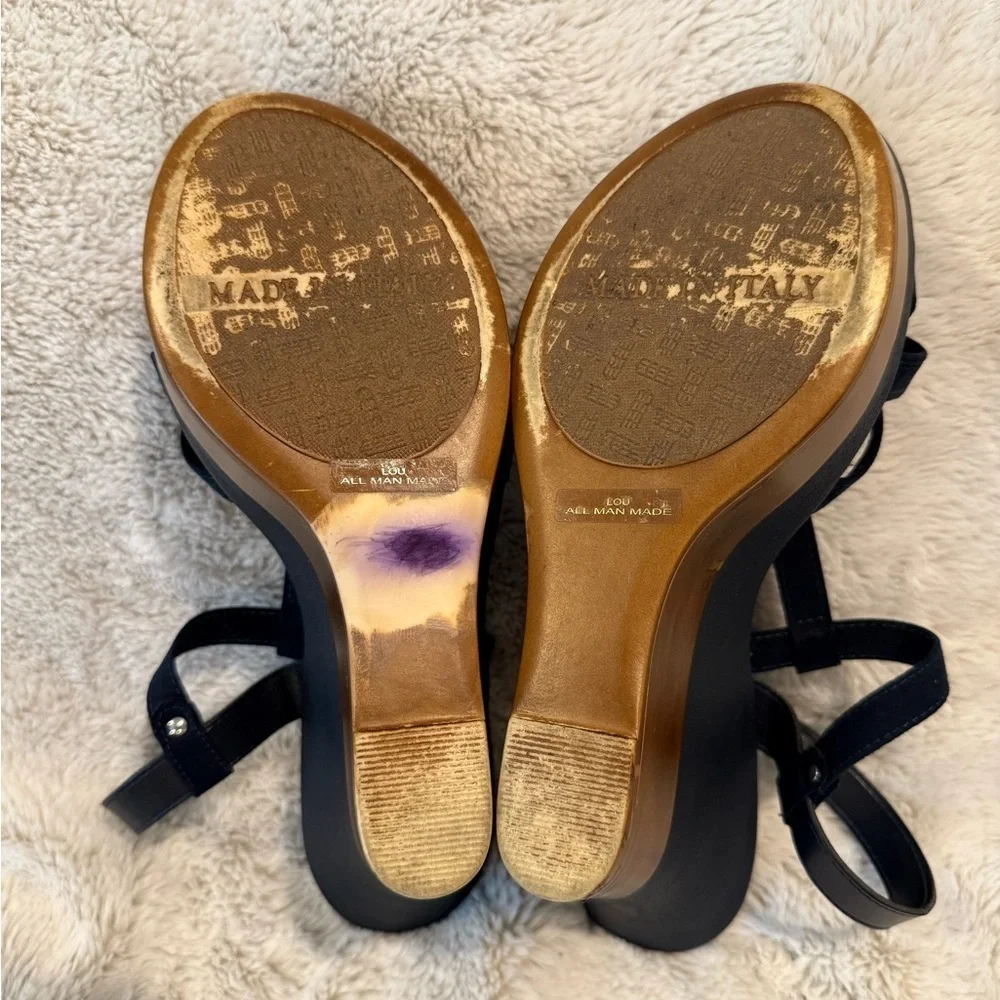Made in Italy wedge shoes blue suede like size 10